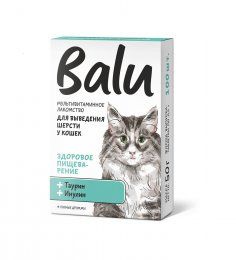 Лакомство BALU мультивитаминное, для выведения шерсти у кошек, таурин и инулин, Здоровое пищеварение, 50 гр