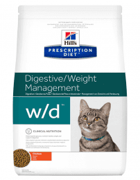 Корм-диета Hill's Prescription Diet w/d Digestive/Weight Management для кошек с курицей. При сахарном диабете, заболеваниях желудочно-кишечного тракта, 5 кг
