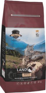 Корм Landor, для чувствительного пищеварения взрослых кошек, со вкусом ягнёнка с рисом, 0,4 кг