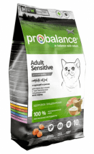 Корм ProBalance Sensitive для взрослых кошек с чувсвительным пищеварением, Курица и рис, 10 кг