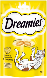 Лакомство Dreamies для взрослых кошек с сыром, 60 г