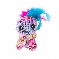 Игрушка Осминожка плюшевая с кошачьей мятой и перышками для кошек, розовая, 6,5 см