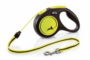 Рулетка Flexi New Neon M тросовая, желтая, 5 м