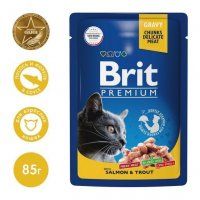 Пауч Brit Premium для кошек, с лососем и форелью, 85 г