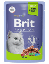 Пауч Brit Premium для взрослых кошек, Ягненок в желе, 85 г