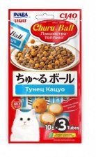 Лакомство-топпинг INABA для кошек, тунец Кацуо, CIAO ЧУРУ БОЛ, 3х10 г