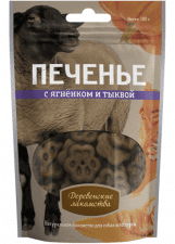 Деревенские лакомства печенье для собак с ягненком и тыквой, 100 г