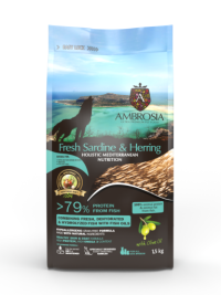 Корм AMBROSIA для щенков и молодых собак сардина и сельдь,MEDITERRANEAN, 1,5кг