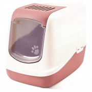 Туалет-домик SAVIC для кошек, Nestor, белый/нежно-розовый, 56х39х38,5 см