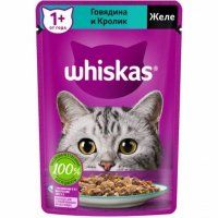 Пауч Whiskas для взрослых кошек, желе с кроликом, 75 г