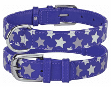 Ошейник "CoLLaR Glamour" с узором "Звёздочка" для собак, фиолетовый, ш 25 мм, д 38-49 см