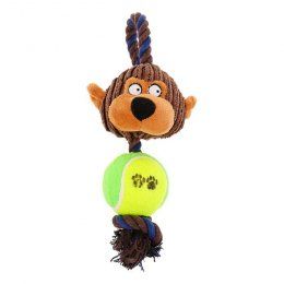 Игрушка Обезьяна для собак 3-в-1: канатная, мягкая с пищалкой, войлочный мяч, 30 см