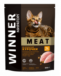 Корм Winner Meat для взрослых кошек старше 1 года, с курицей, 350 г