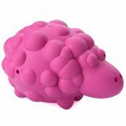 Игрушка овечка с пищалкой для собак, с ароматом бекона, розовая, 8,5х12 см