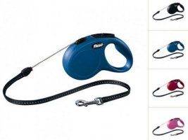 Поводок-рулетка Flexi, New CLASSIC тросовый, синий, S