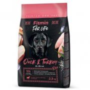 Корм Fitmin для взрослых собак всех пород, с уткой и рисом, dog For Life Duck&Turkey, 2,5 кг