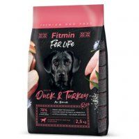 Корм Fitmin для взрослых собак всех пород, с уткой и рисом, dog For Life Duck&Turkey, 2,5 кг