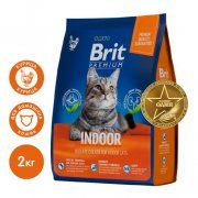 Корм сухой Brit для взрослых кошек домашнего содержания, со вкусом курицы, Premium Cat Adult Indoor, 2 кг