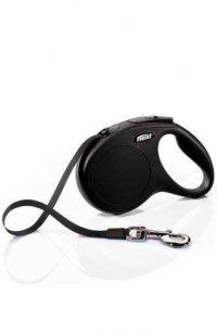 Поводок-рулетка "Flexi", "BLACK DESIGN", ременной, черный, 5м / 50 кг