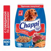 Корм Chappi для взрослых собак всех пород, говядина по-домашнему, 600 г