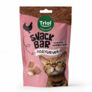 Лакомства Triol, Мини-подушечки для кошек с начинкой из курицы с креветкой, SNACK BAR, 30 г