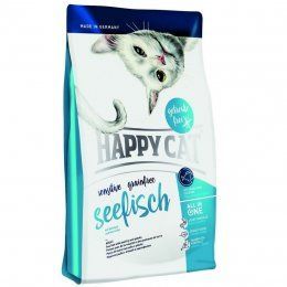 Корм Happy Cat Sensitive Grainfree Seefisch беззлаковый, для кошек с чувствительным пищеварением, с морской рыбой, 4 кг
