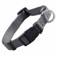 Ошейник Triol для собак нейлоновый со светоотражающей строчкой, S, серый, Стандарт, 15х270-370мм