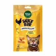 Лакомства Triol, Мини-роллы для кошек с начинкой из курицы с сыром, SNACK BAR, 40 г