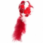 Игрушка Мяч Пон-Пон, для кошек с перьями, красный, 24 см