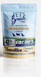 Корм Pet's Brunch, для чувствительного пищеварения взрослых кошек, с индейкой, Sensitive, 400 г