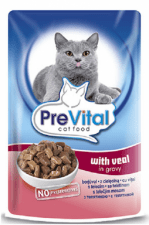 Пауч PreVital для кошек, Телятина в соусе, 100 г