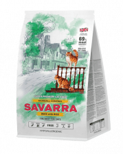 Корм SAVARRA Adult Cat Hairball для взрослых кошек, утка и рис, 2 кг