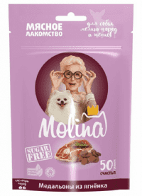 Лакомство Molina для собак мелких пород и щенков, Медальоны из ягненка, 50 г