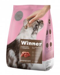 Корм WINNER для стерилизованных кошек, с говядиной, 2 кг