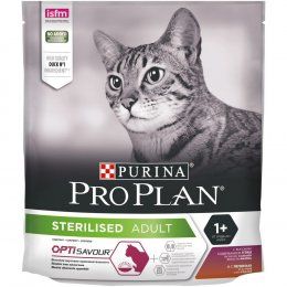 Pro Plan. Корм сухой полнорационный для взрослых стерилизованных кошек и кастрированных котов, с высоким содержанием утки с печенью. 400 г