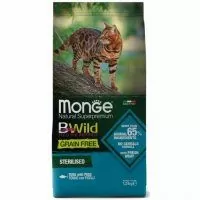 Корм Monge беззерновой для стерилизованных кошек, с тунцом, Cat BWild, 1,5 кг