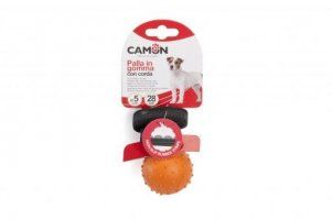 Игрушка CAMON для собак, Мячик резиновый с черной тканевой ручкой, 6,4х38 см