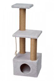 Домик-когтеточка Kogti для кошек многоуровневый, светло-серый, Башня, 37х37х32 см