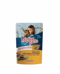 Пауч Miglior gatto для кошек, кусочки в соусе, с курицей и индейкой, 100 г