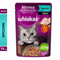 Пауч Whiskas для взрослых кошек, Мясная коллекция с кроликом, 75 г