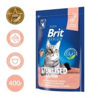 Корм Brit Premium Cat Sterilized Salmon & Chicken для кастрированных котов, Лосось и курица, 400 г