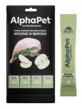 Крем-лакомство AlphaPet для кошек с кроликом и яблоком, Superpremium, 48 г