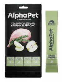 Крем-лакомство AlphaPet для кошек с кроликом и яблоком, Superpremium, 48 г