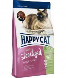 Корм Happy Cat для взрослых кошек после стерилизации/кастрации с пастбищным ягненком, Sterilised Weide-Lamm 37/10,5