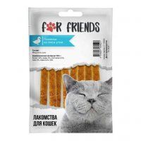 Лакомство For Friends, полоски для кошек из мяса утки, 50 г