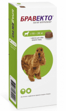 Таблетка Bravecto от блох и клещей для собак от 10 до 20 кг, 1 таблетка, 500 мг