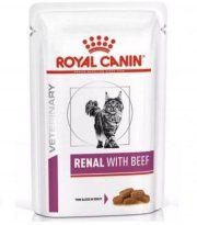 Пауч Royal Canin при почечной недостаточности у взрослых кошек, кусочки в соусе с говядиной, Renal, 85 г