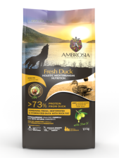 Корм сухой AMBROSIA для взрослых собак, свежая утка, MEDITERRANEAN, 1,5кг