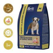 Корм Brit Premium Dog Puppy and Junior Medium для щенков и молодых собак средних пород, Курица, 1 кг