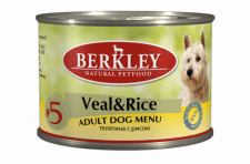 Консервы Berkley для собак, телятина с рисом, 200 г